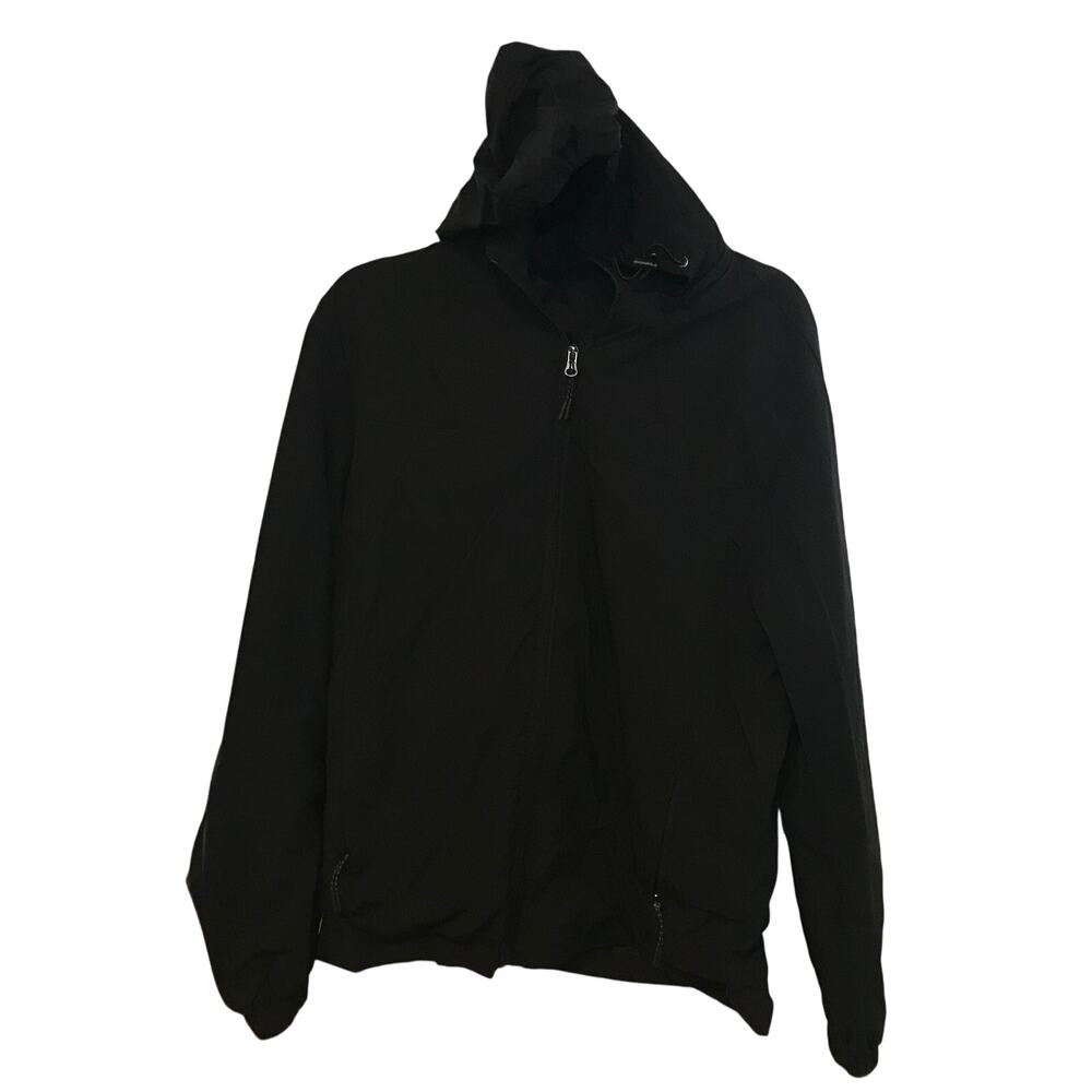 Shein Black Hooded Windbreaker, Men's Large